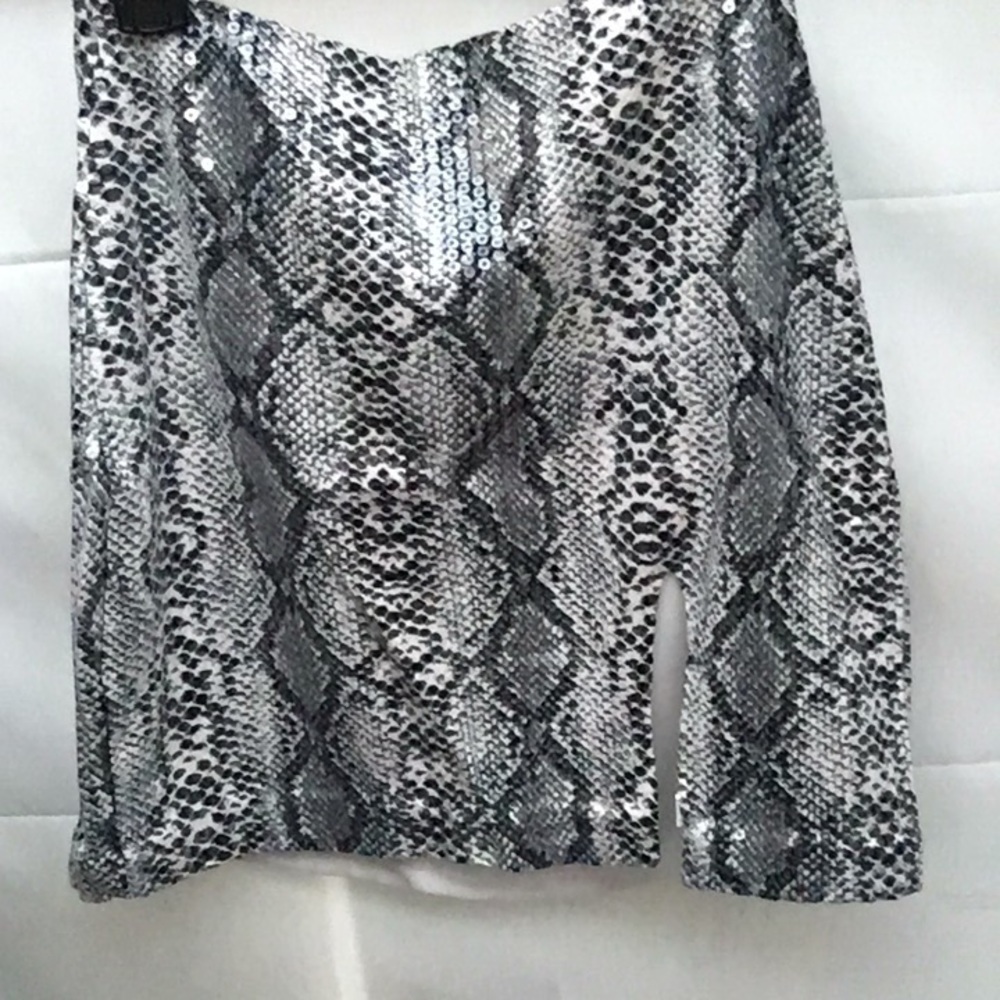 New Endless Rose Women’s Vegan Leather Snakeskin Pattern Sequin Party Mini Skirt